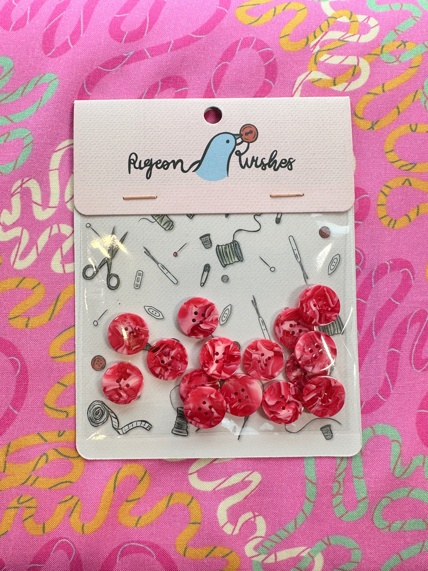 Barbiecore Buttons 15mm - Pigeon Wishes