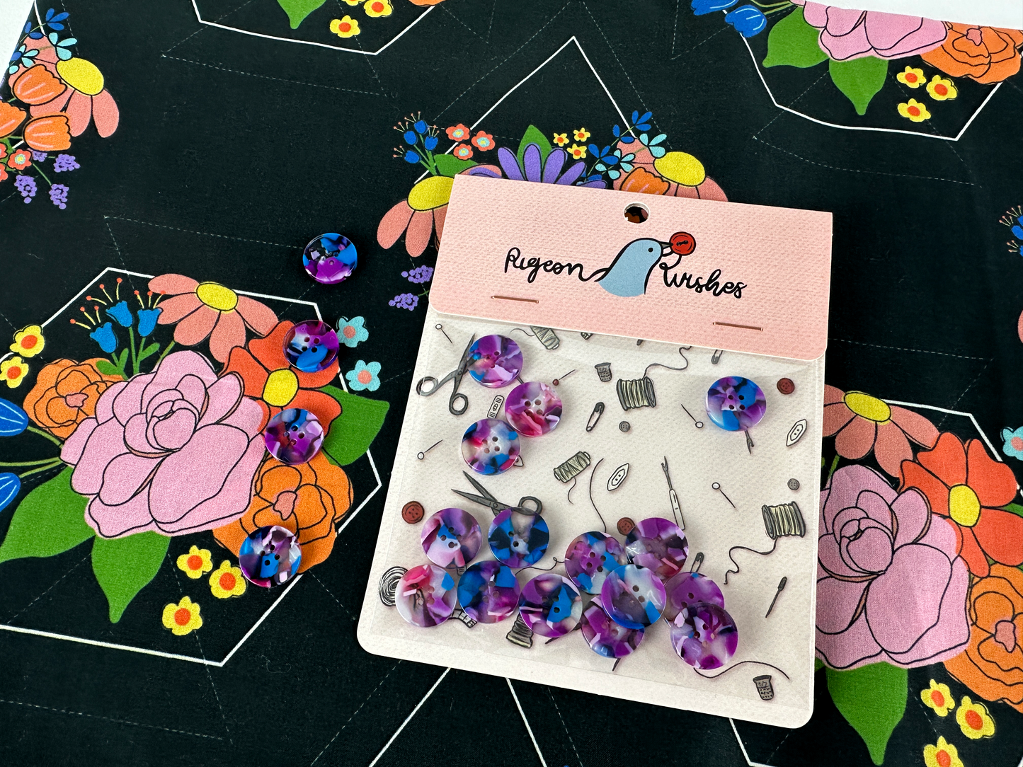 Lucid Buttons 15mm - Pigeon Wishes