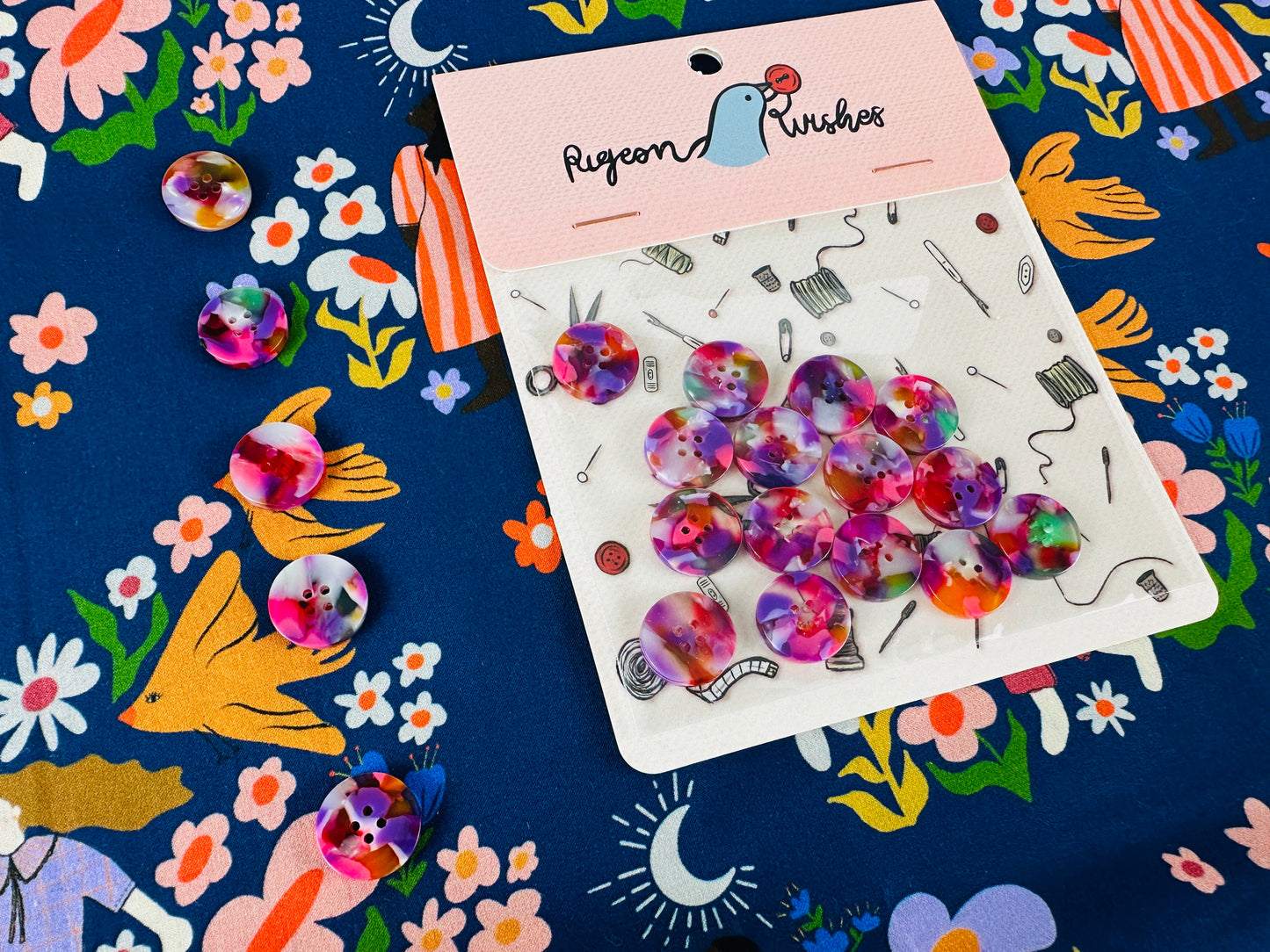 Bloom Buttons 15mm - Pigeon Wishes