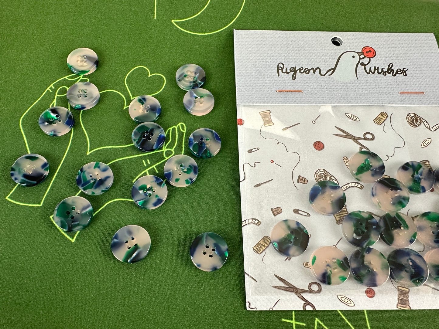 Sublime Buttons 15mm - Pigeon Wishes