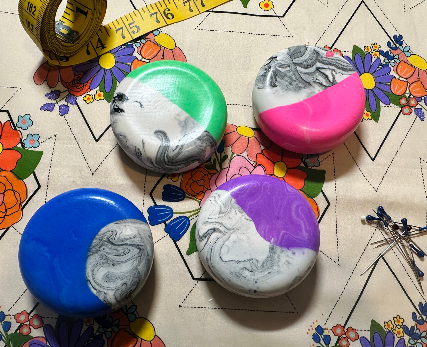 NEON Rainbow Marble (2) Pattern Weights - set of 4 jesmonite weights