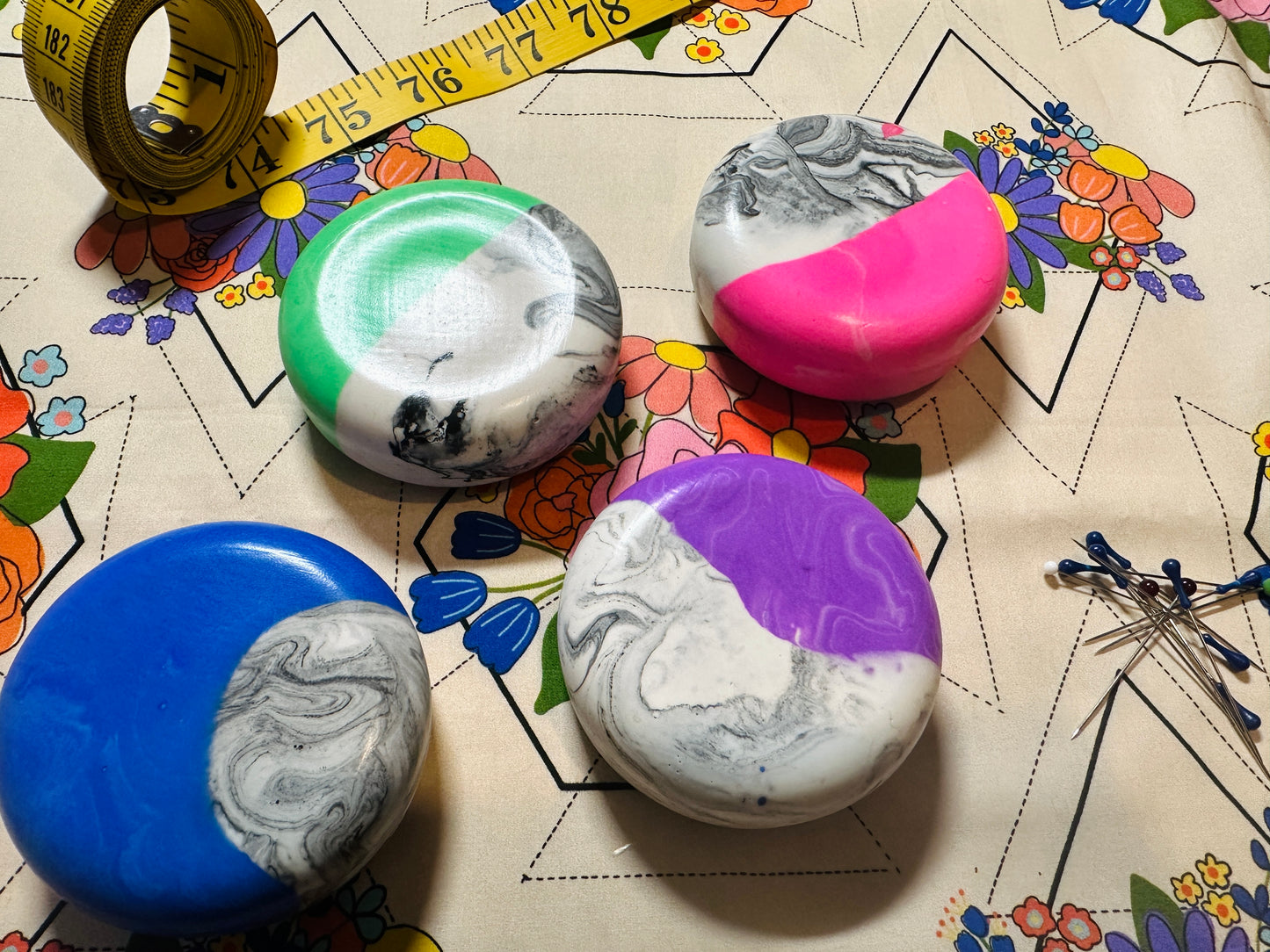 NEON Rainbow Marble (2) Pattern Weights - set of 4 jesmonite weights