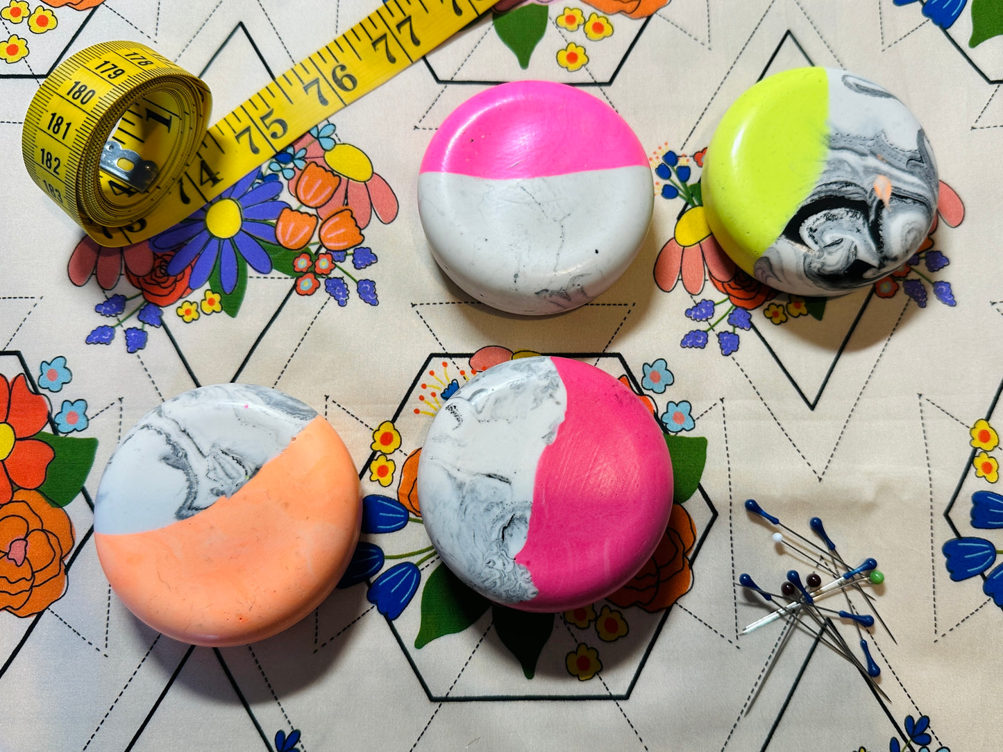 NEON Rainbow Marble (1) Pattern Weights - set of 4 jesmonite weights