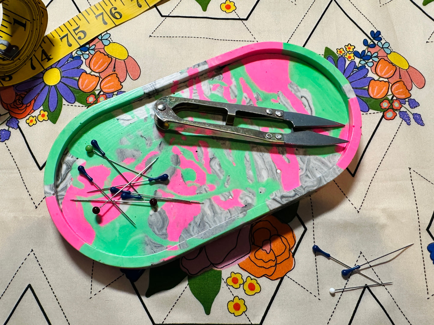 NEON Splash Jesmonite Magnetic Pin and Tool Tray