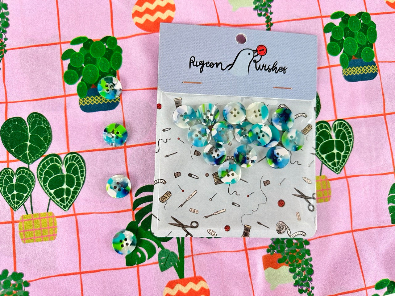 April Showers Buttons 15mm - Pigeon Wishes