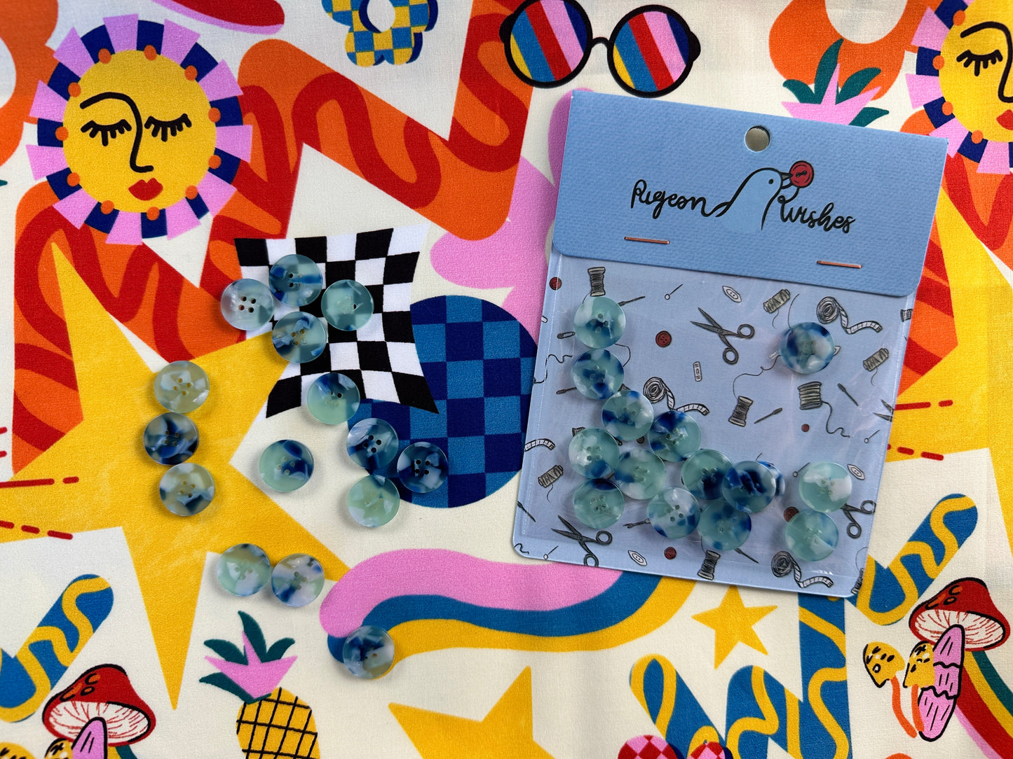 Siren Buttons 15mm - Pigeon Wishes