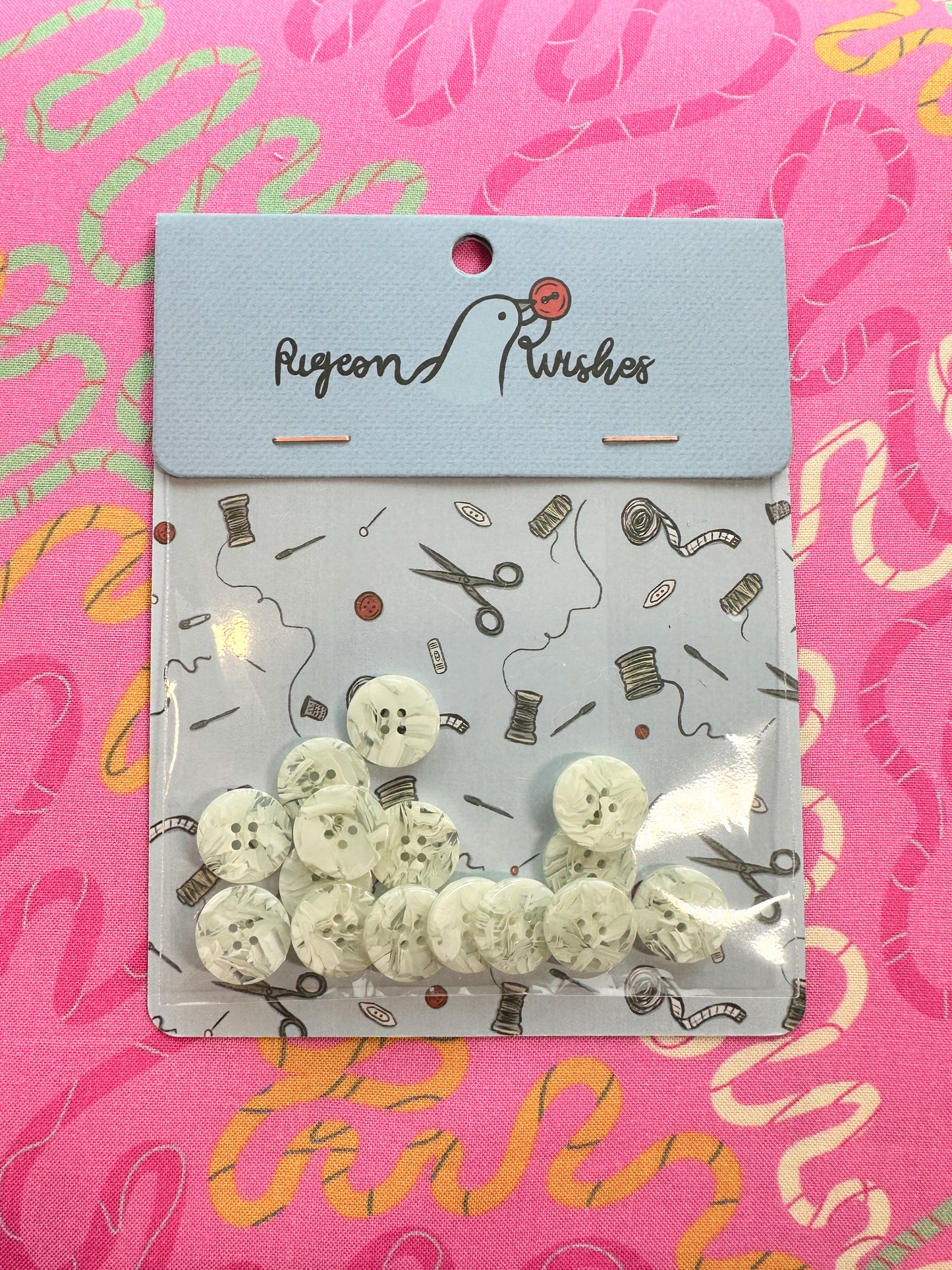 Snowfall Buttons 15mm - Pigeon Wishes