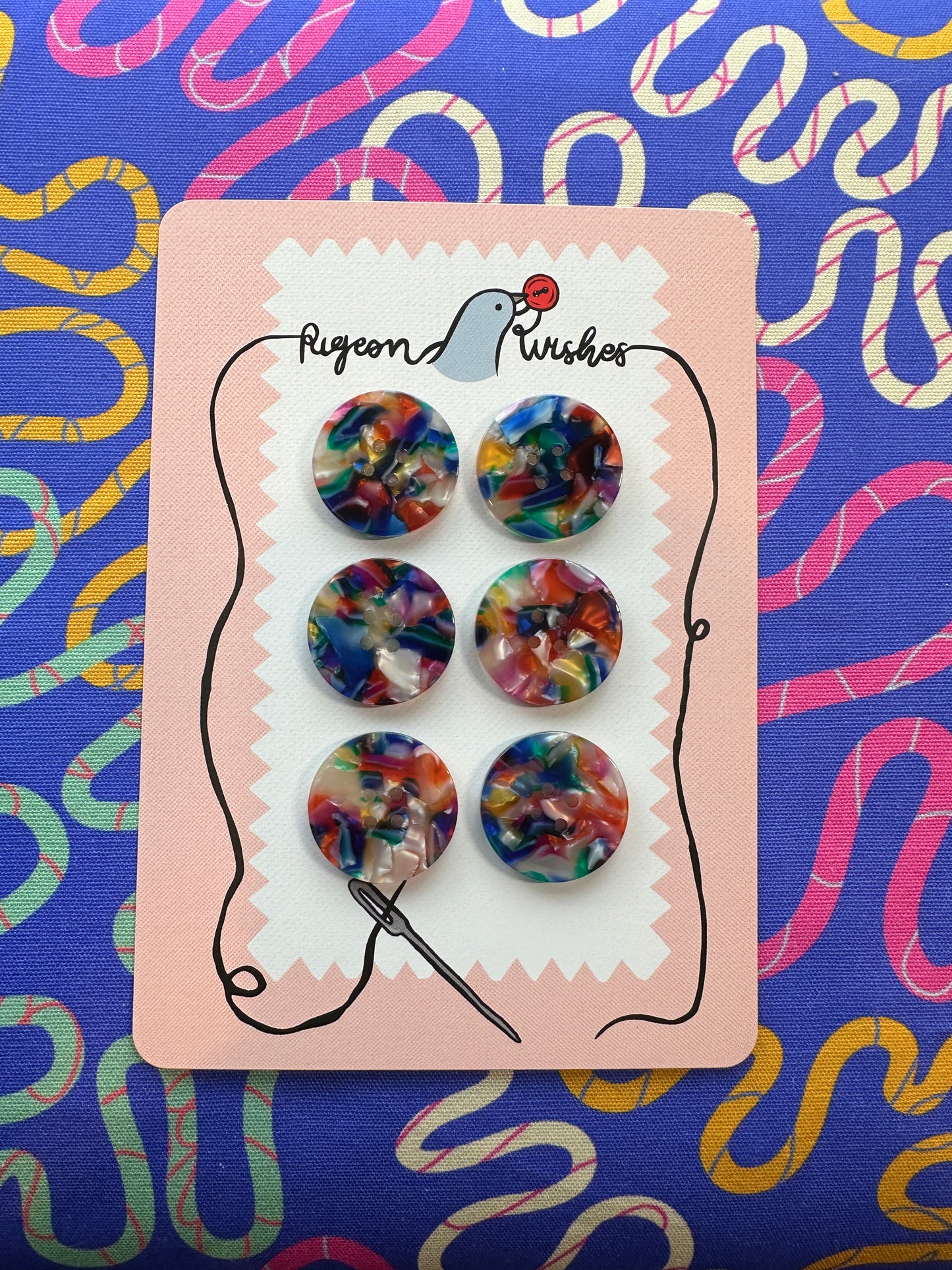 Kaleidoscope Buttons 25mm - Pigeon Wishes