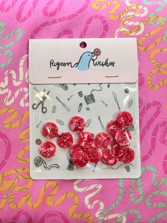 Barbiecore Buttons 15mm - Pigeon Wishes