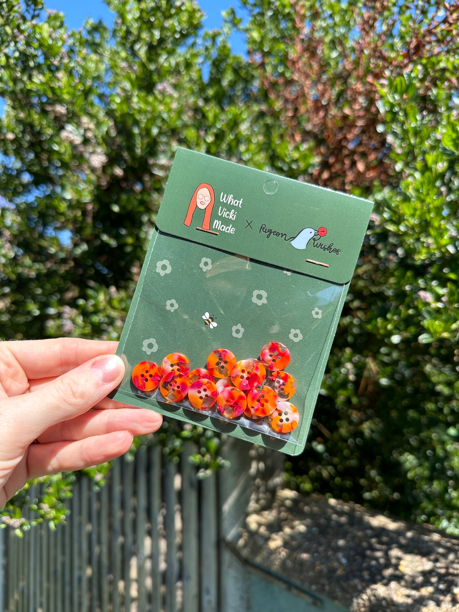 Signature buttons - Pigeon Wishes x What Vicki Made collaboration