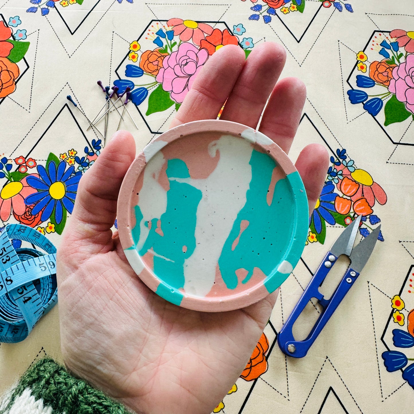 Blue Splash Jesmonite Magnetic Pin Dish
