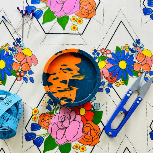 Blue and Orange Jesmonite Magnetic Pin Dish