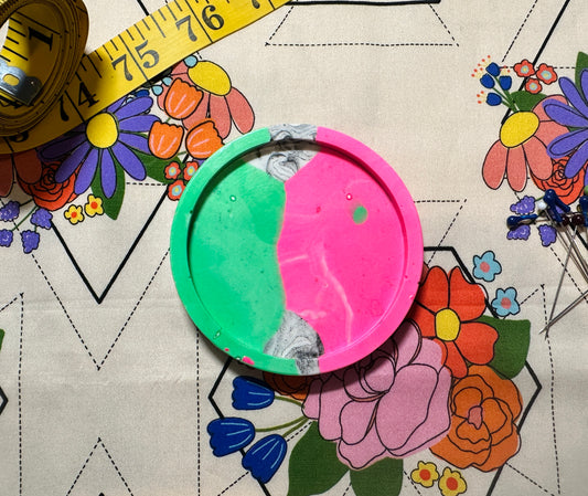 NEON Pink and Green Splash Jesmonite Magnetic Pin Dish