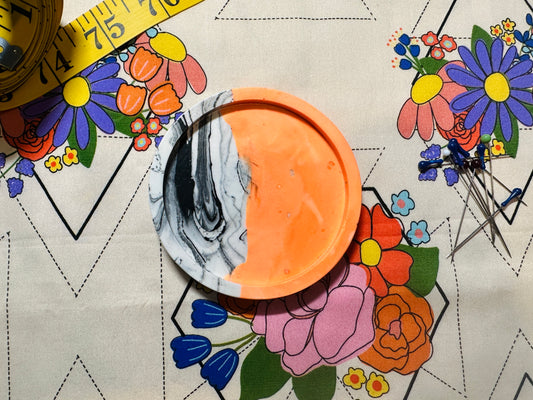 NEON Orange Marble Jesmonite Magnetic Pin Dish