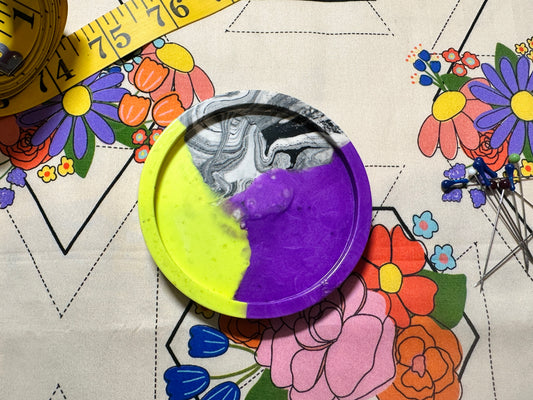 NEON Yellow and Purple Marble Jesmonite Magnetic Pin Dish