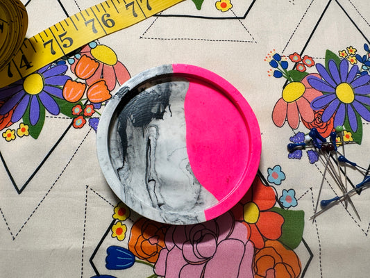 NEON Pink Marble Jesmonite Magnetic Pin Dish