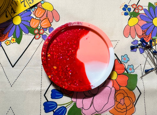 GLITTER Red Splash Resin Magnetic Pin Dish