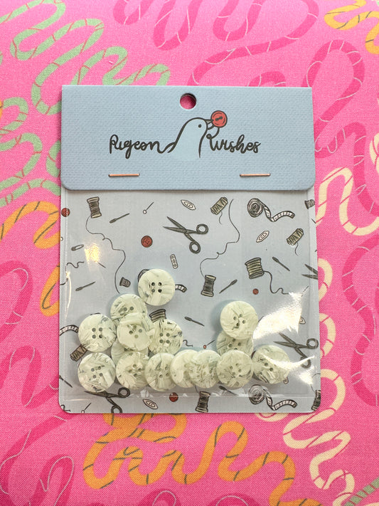Snowfall Buttons 15mm - Pigeon Wishes