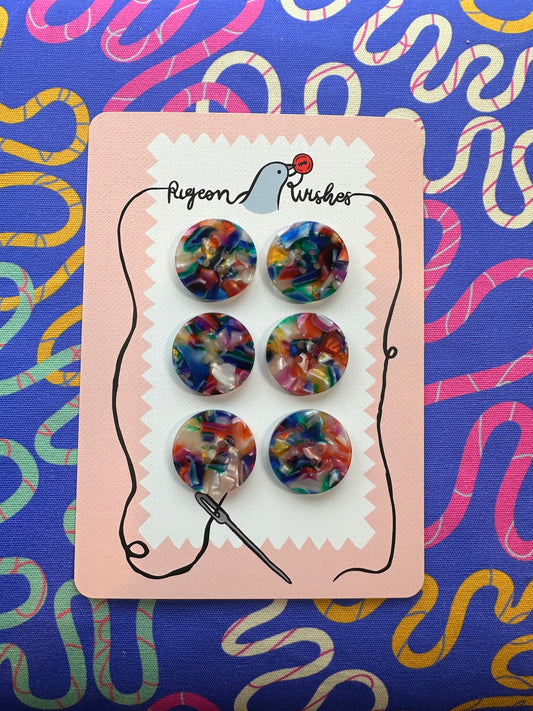 Kaleidoscope Buttons 25mm - Pigeon Wishes